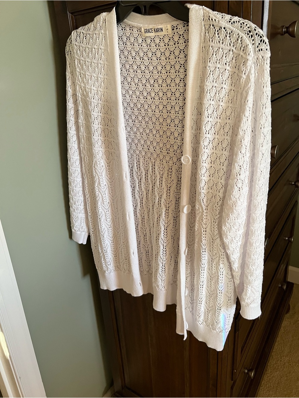Grace Karin Openwork Button-Up Knit Cardigan